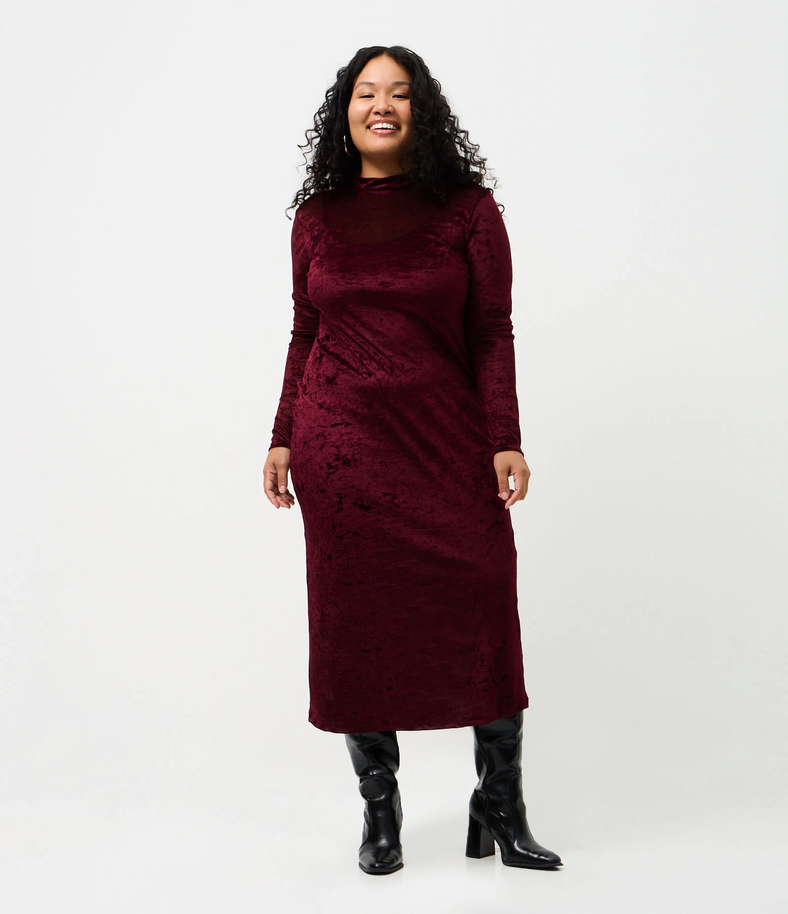 Vestido Midi em Tule com Anágua Curve & Plus Size Vinho 1