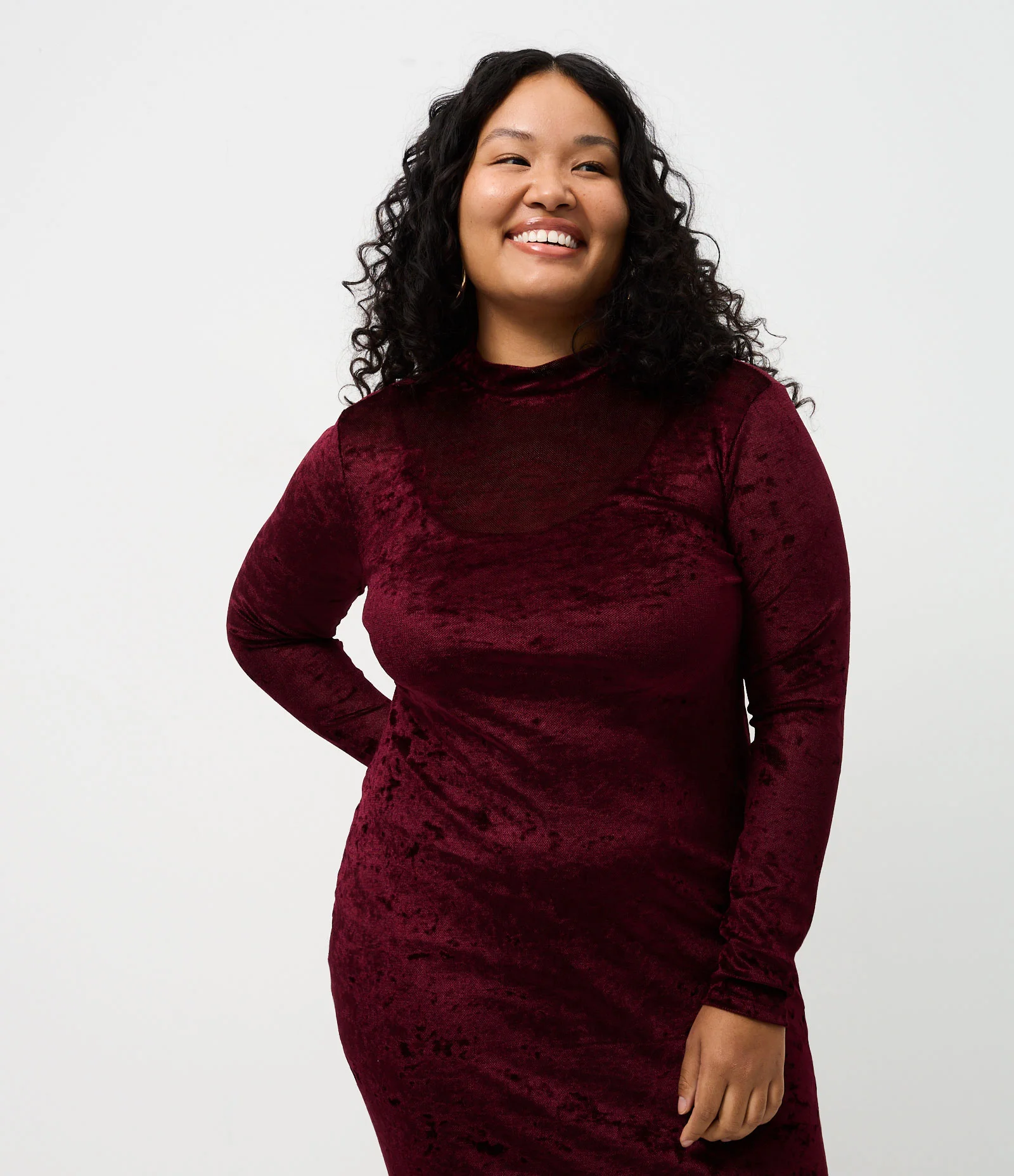 Vestido Midi em Tule com Anágua Curve & Plus Size Vinho 2