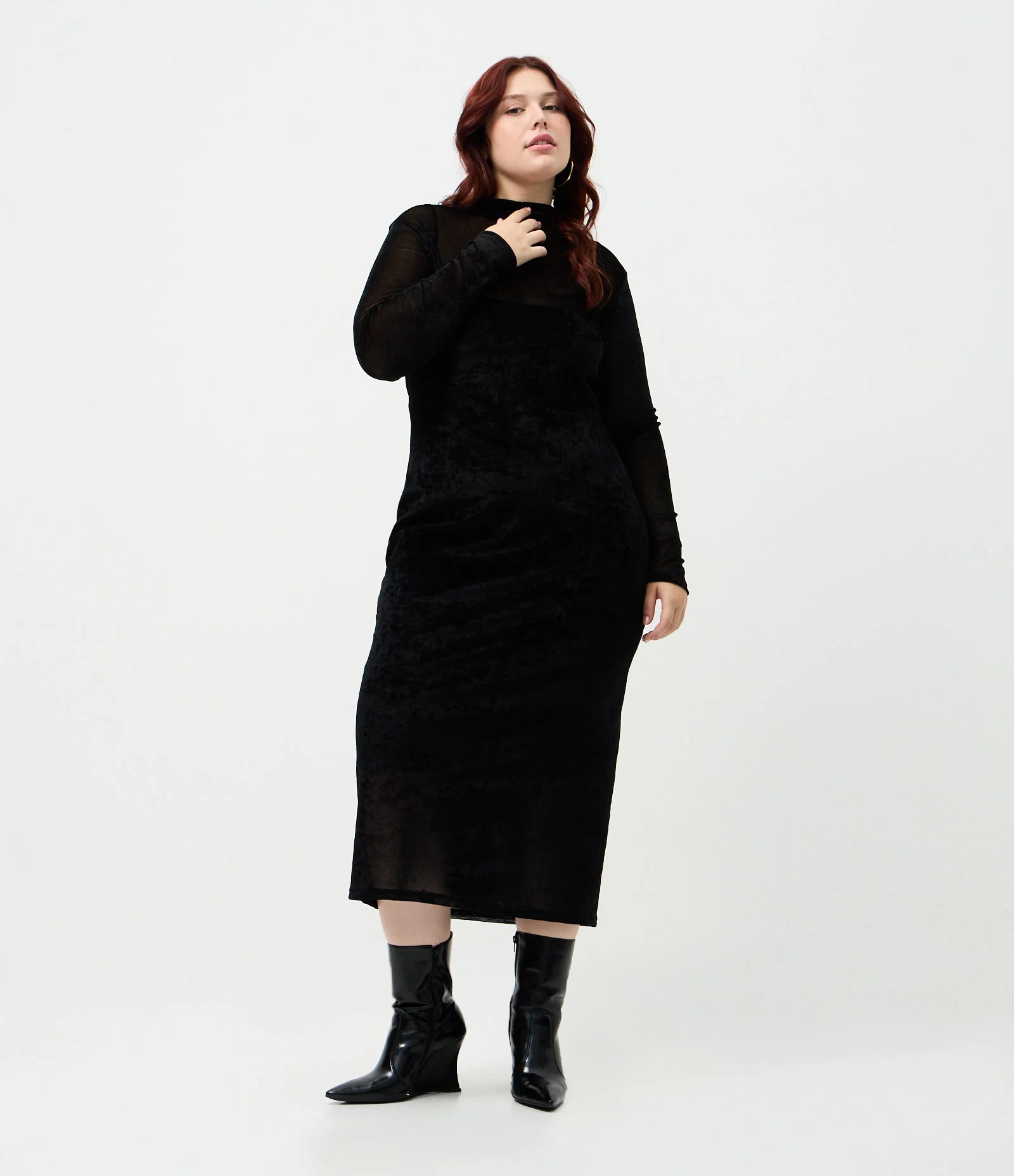 Vestido Midi em Tule com Anágua Curve & Plus Size Preto 1