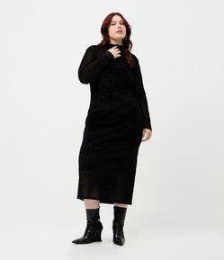 Vestido Midi em Tule com Anágua Curve & Plus Size