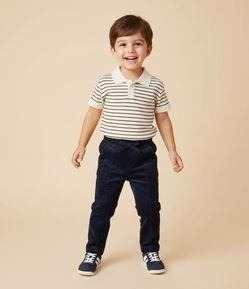 Camiseta Polo Infantil Texturizada Listrada – Tam 1 a 6 Anos