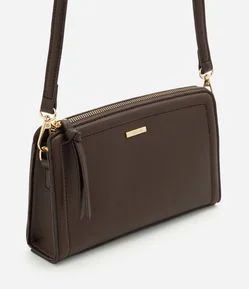 Bolsa Transversal Pequena em PU com Zíper
