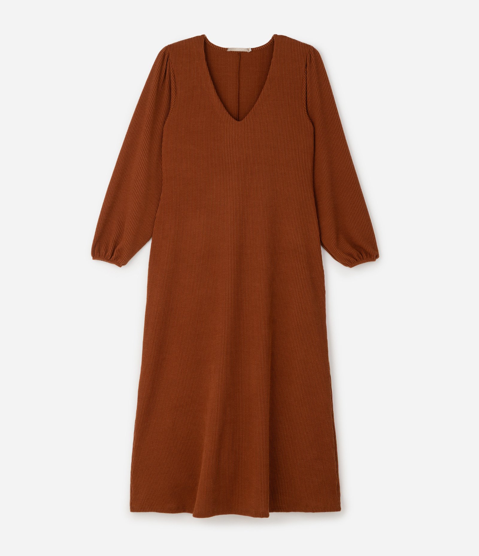 Vestido Midi Sorella com Manga Bufante Curve & Plus Size Marrom 1