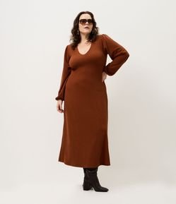 Vestido Midi Sorella com Manga Bufante Curve & Plus Size