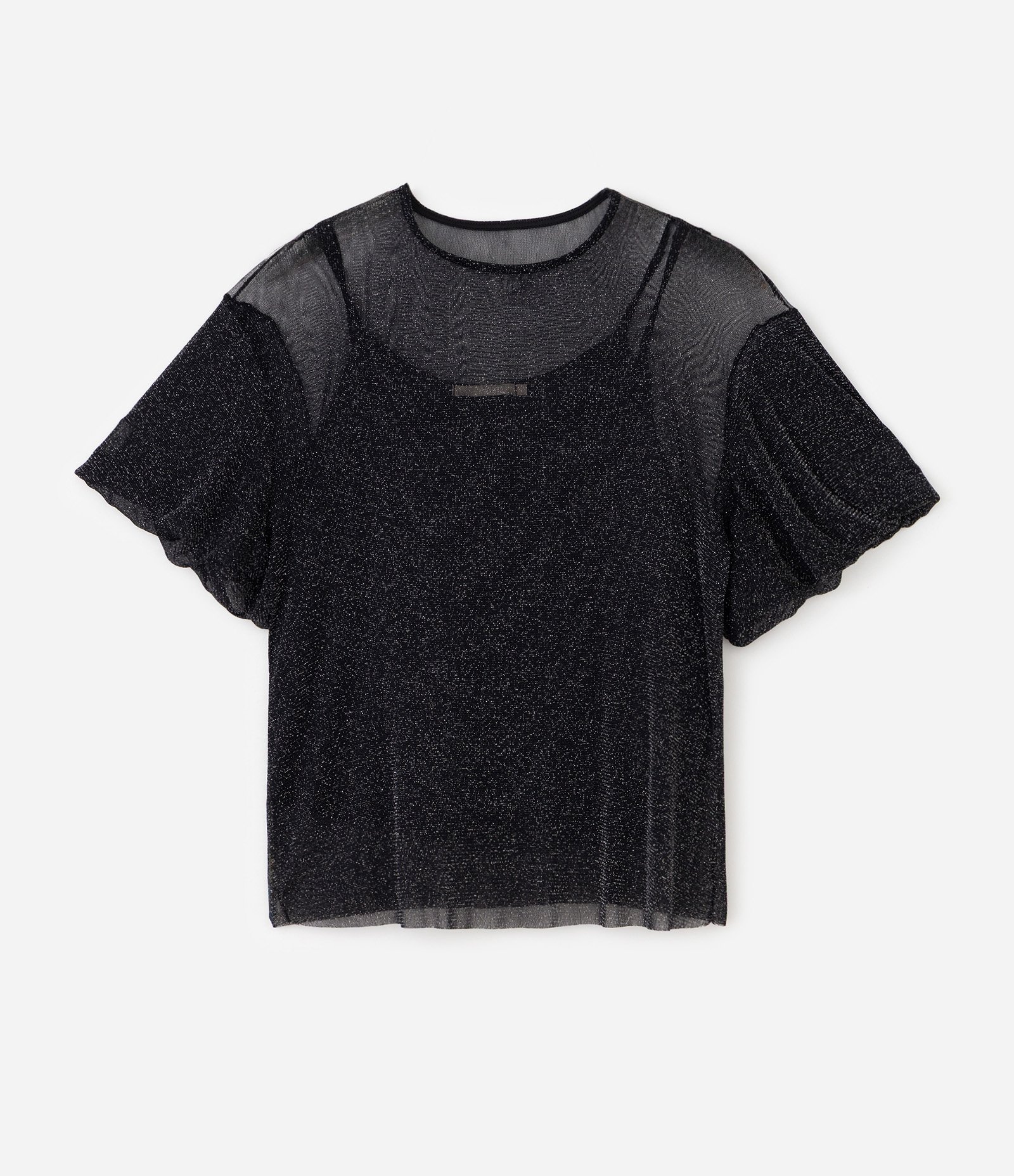 Blusa em Tule Brilhante com Mangas Balonê Curve & Plus Size Preto 4