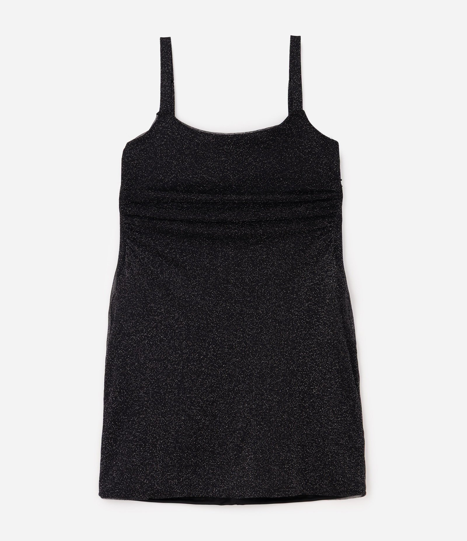Vestido Curto e Drapeado em Tule Brilhoso Curve & Plus Size Preto 4
