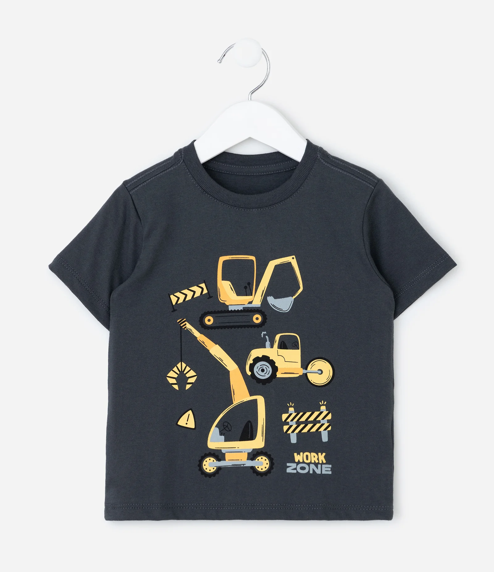 Camiseta Infantil Manga Curta com Estampa Tratores – Tam 1 a 5/6 Anos Cinza Chumbo 1