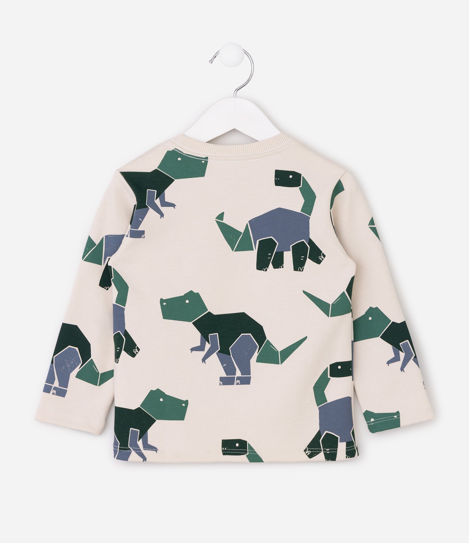 Camiseta Infantil Manga Longa Estampa Dinossauros – Tam 1 a 6 Anos Bege Claro 2