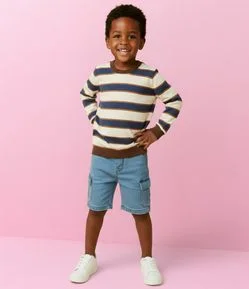 Camiseta Infantil Listrada em Suedine – Tam 1 a 5/6 Anos