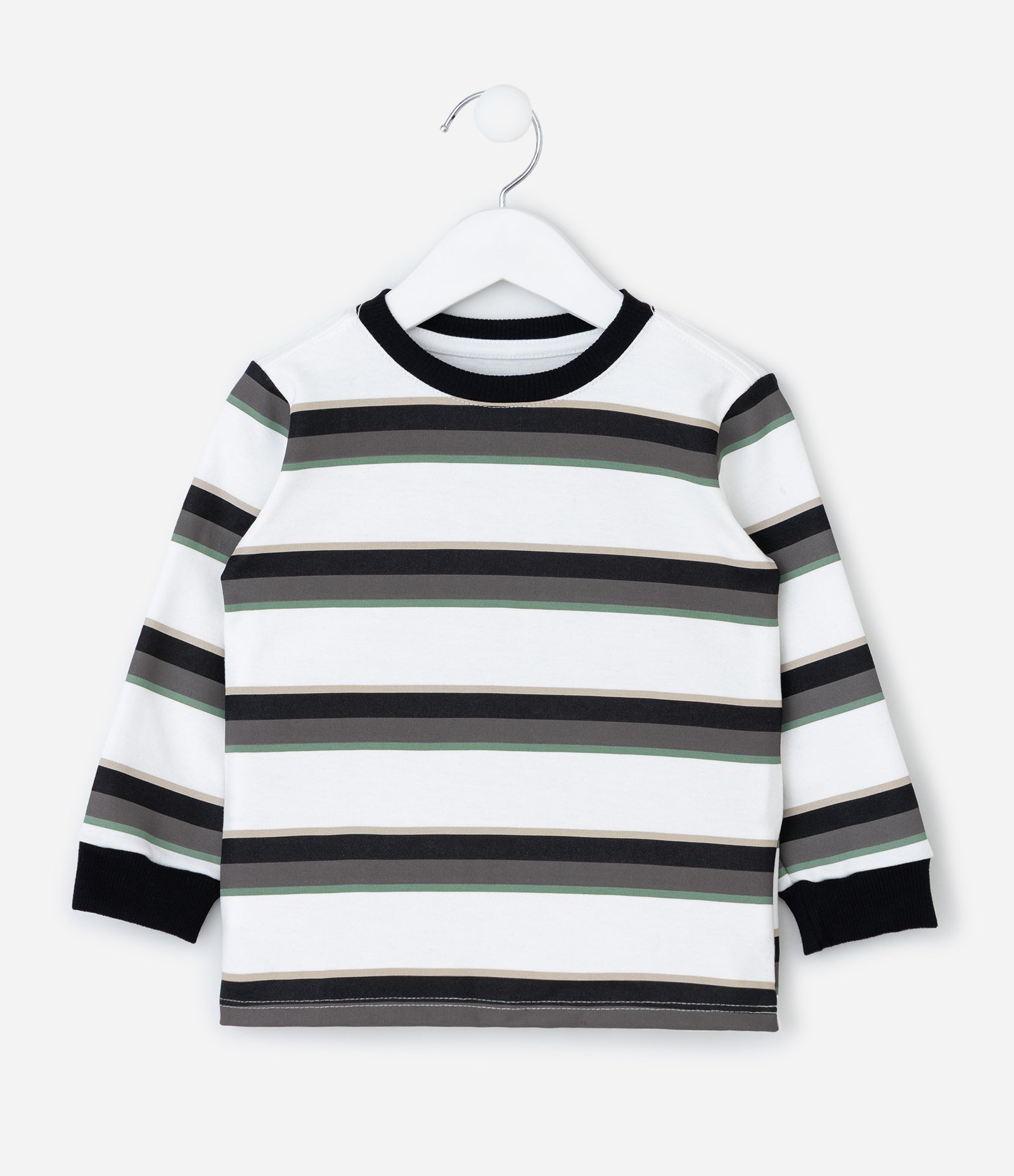 Camiseta Infantil Listrada em Suedine – Tam 1 a 5/6 Anos Branco 2