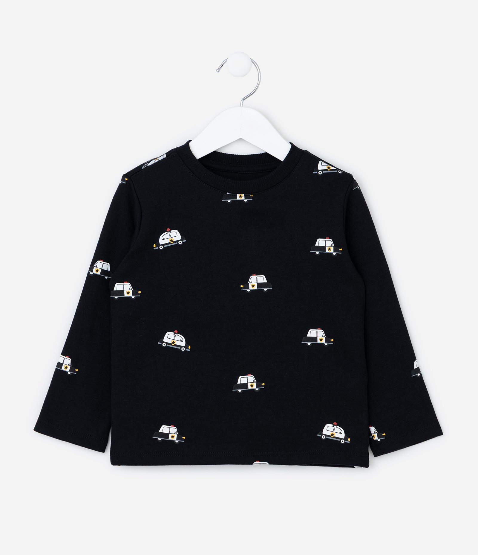 Camiseta Infantil com Estampa de Carrinhos de Polícia – Tam 1 a 6 Anos Preto 1