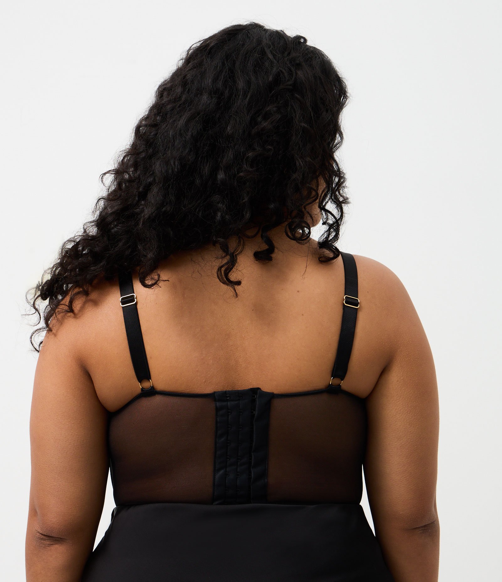 Sutiã Corset em Tule com Renda Curve & Plus Size Preto 4