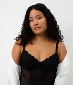 Sutiã Corset em Tule com Renda Curve & Plus Size