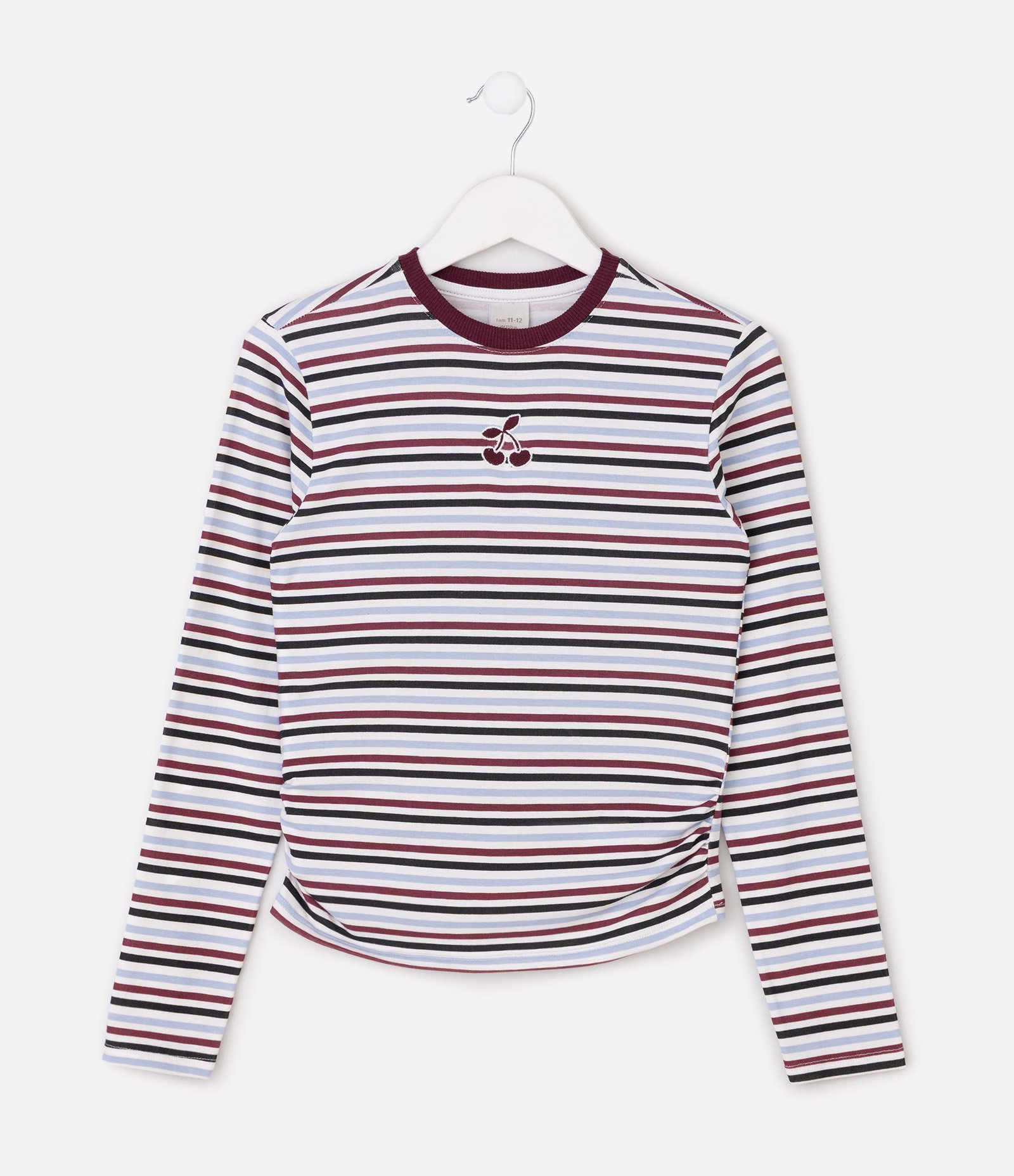 Blusa Infantil Slim Listrada com Drapeado – Tam 5 a 16 Anos Listrado 1