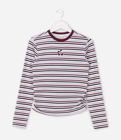 Blusa Infantil Slim Listrada com Drapeado – Tam 5 a 16 Anos