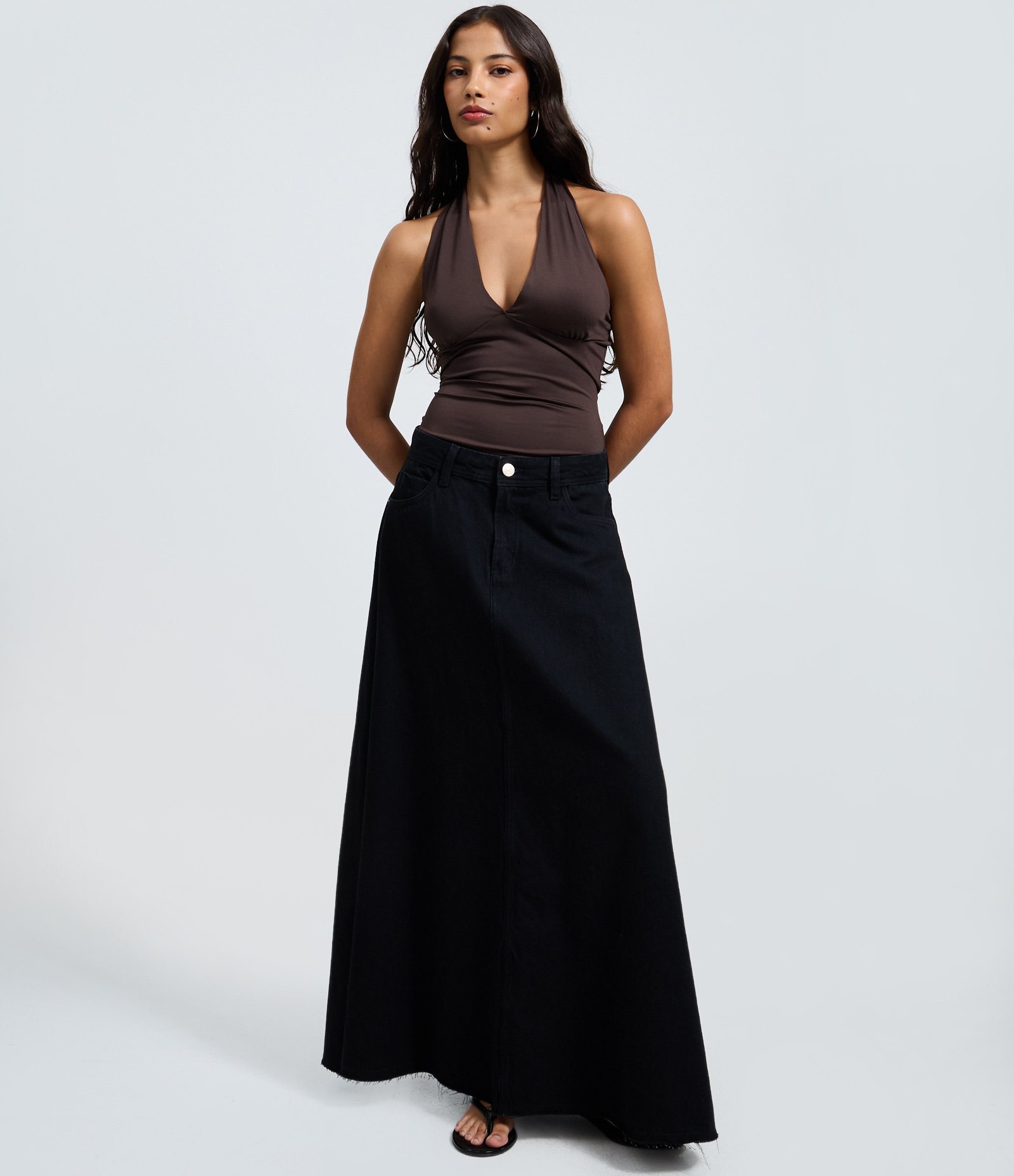 Blusa Frente Única em Microfibra Marrom 2