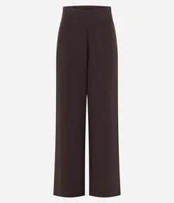 Calça Pantalona Alfaiatada com Cós Liso e Pregas