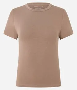 Blusa Slim Básica em Algodão Peruano com Gola Redonda