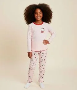 Pijama Infantil Hello Kitty em Ribana Canelada – Tam 5 a 14 Anos