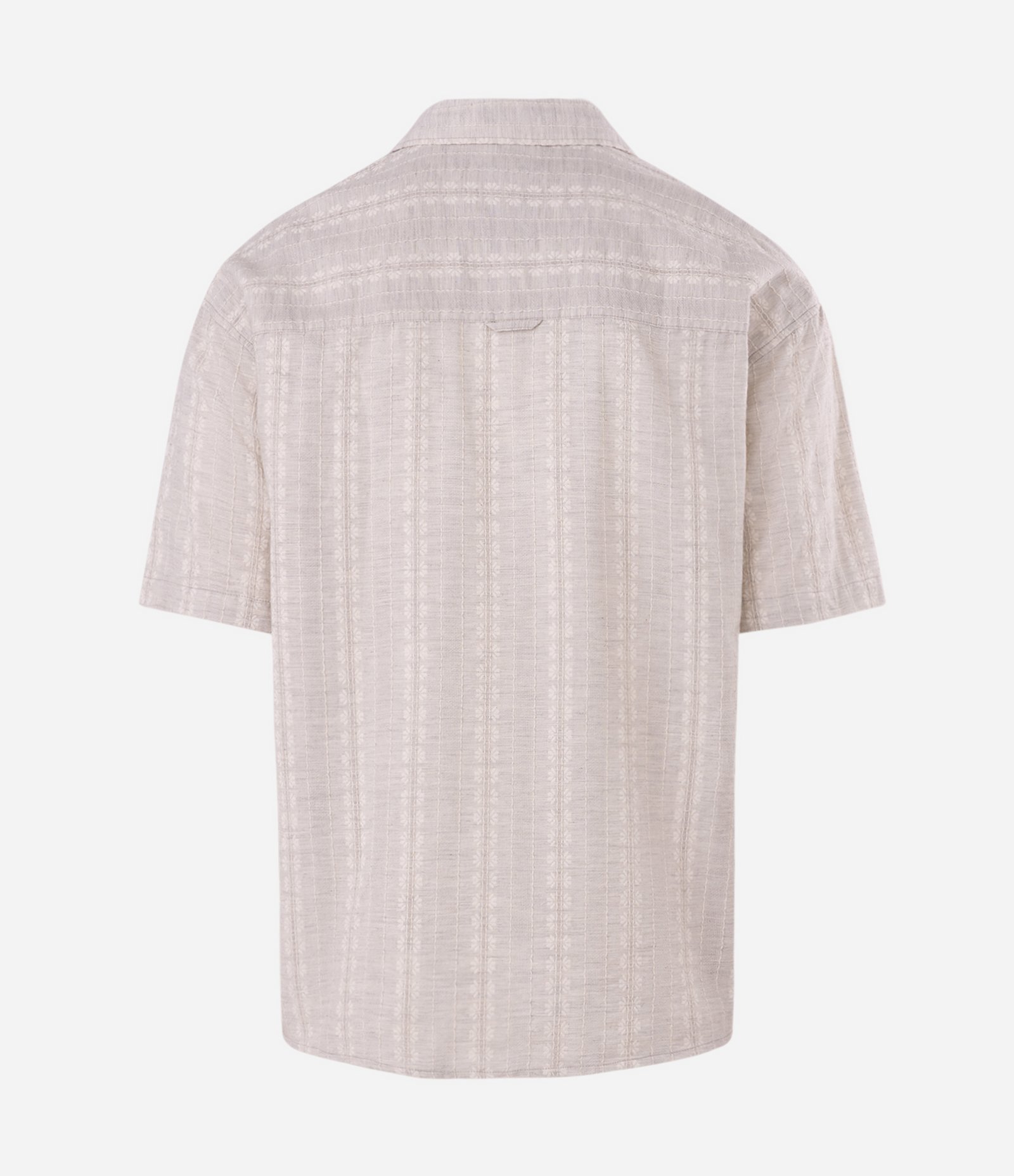 Camisa Boxy Jacquard Listrada Manga Curta Bege 2