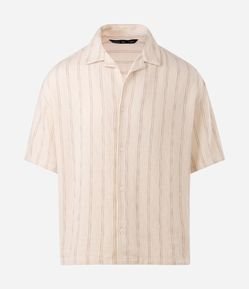 Camisa Boxy em Algodão Texturizada Listrada