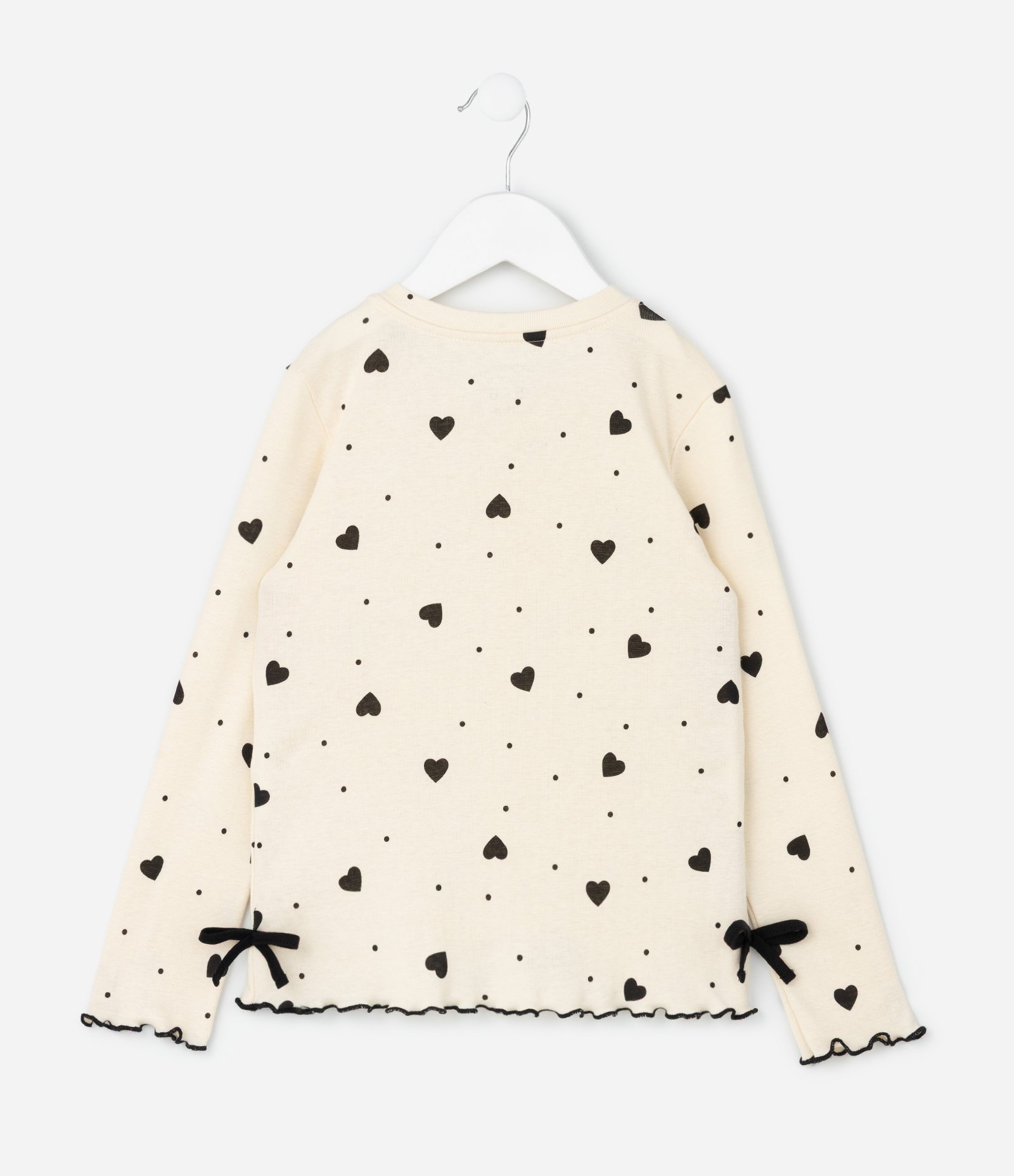 Pijama Infantil Longo com Estampa de Corações e Laços – Tam 2 a 14 Anos Off White 3