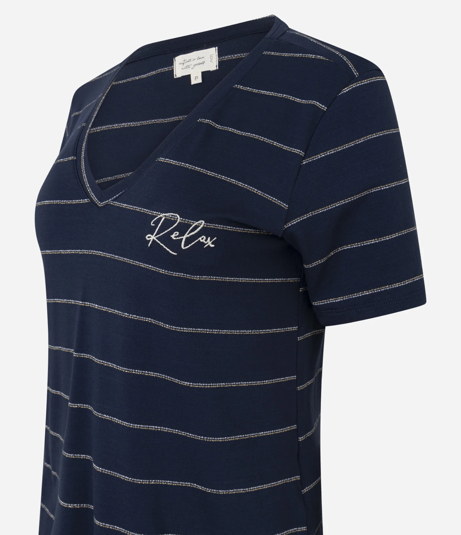 Pijama Curto em Viscolycra com Estampa de Listras Azul 2