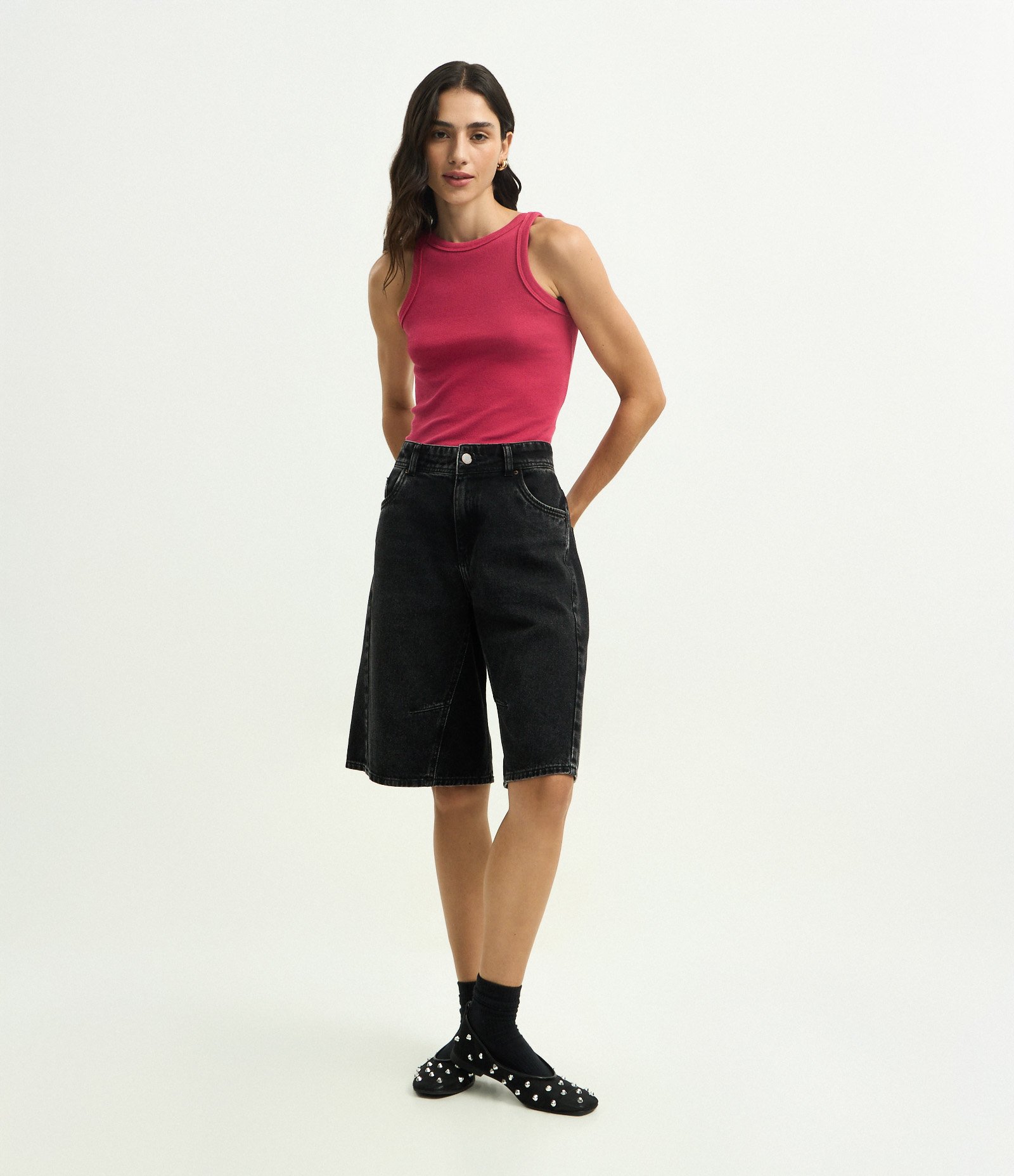 Blusa Regata Canelada em Ribana de Algodão Vermelho 2