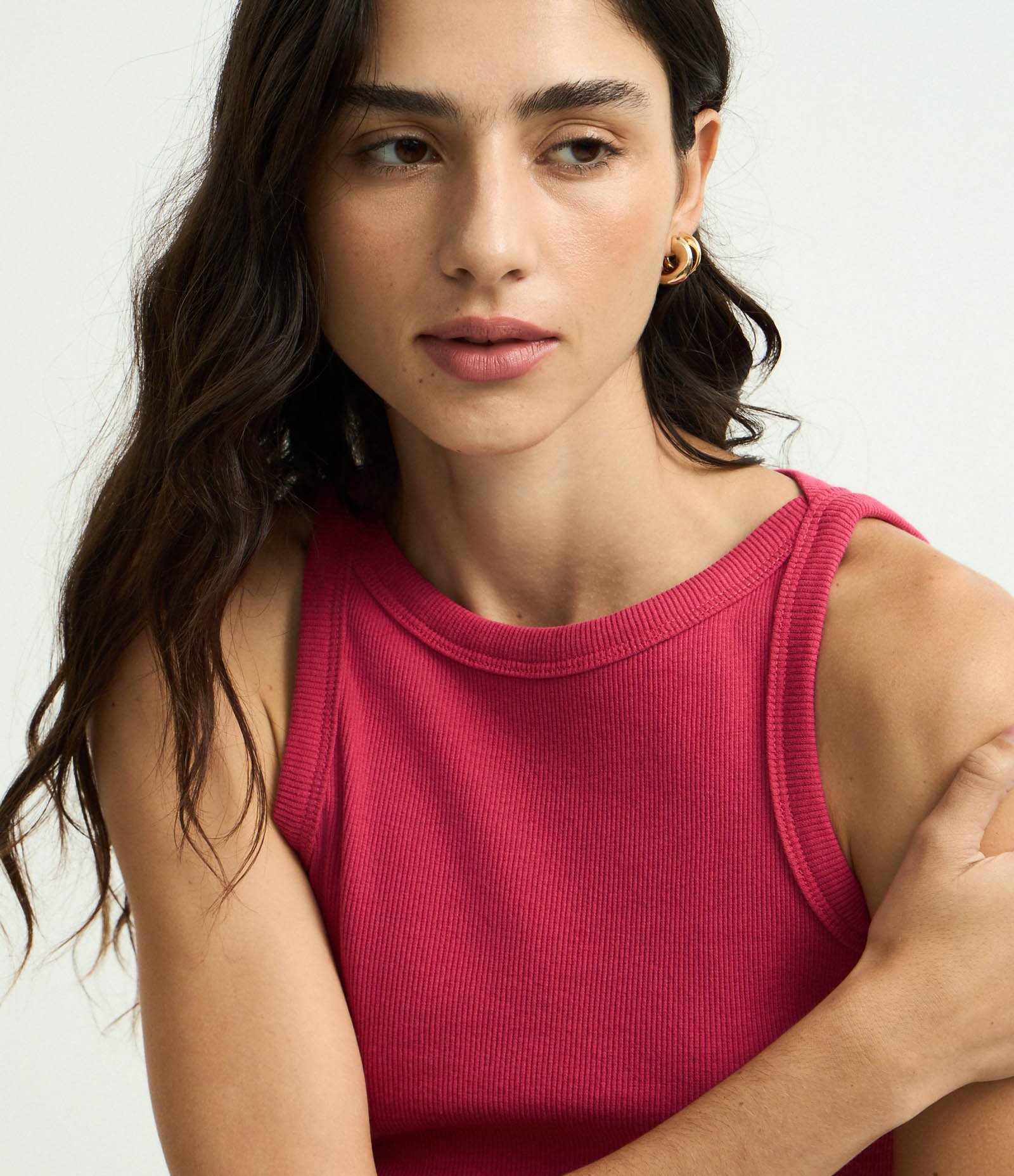 Blusa Regata Canelada em Ribana de Algodão Vermelho 3