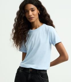 Camiseta Regular em Algodão com Manga Dobrada