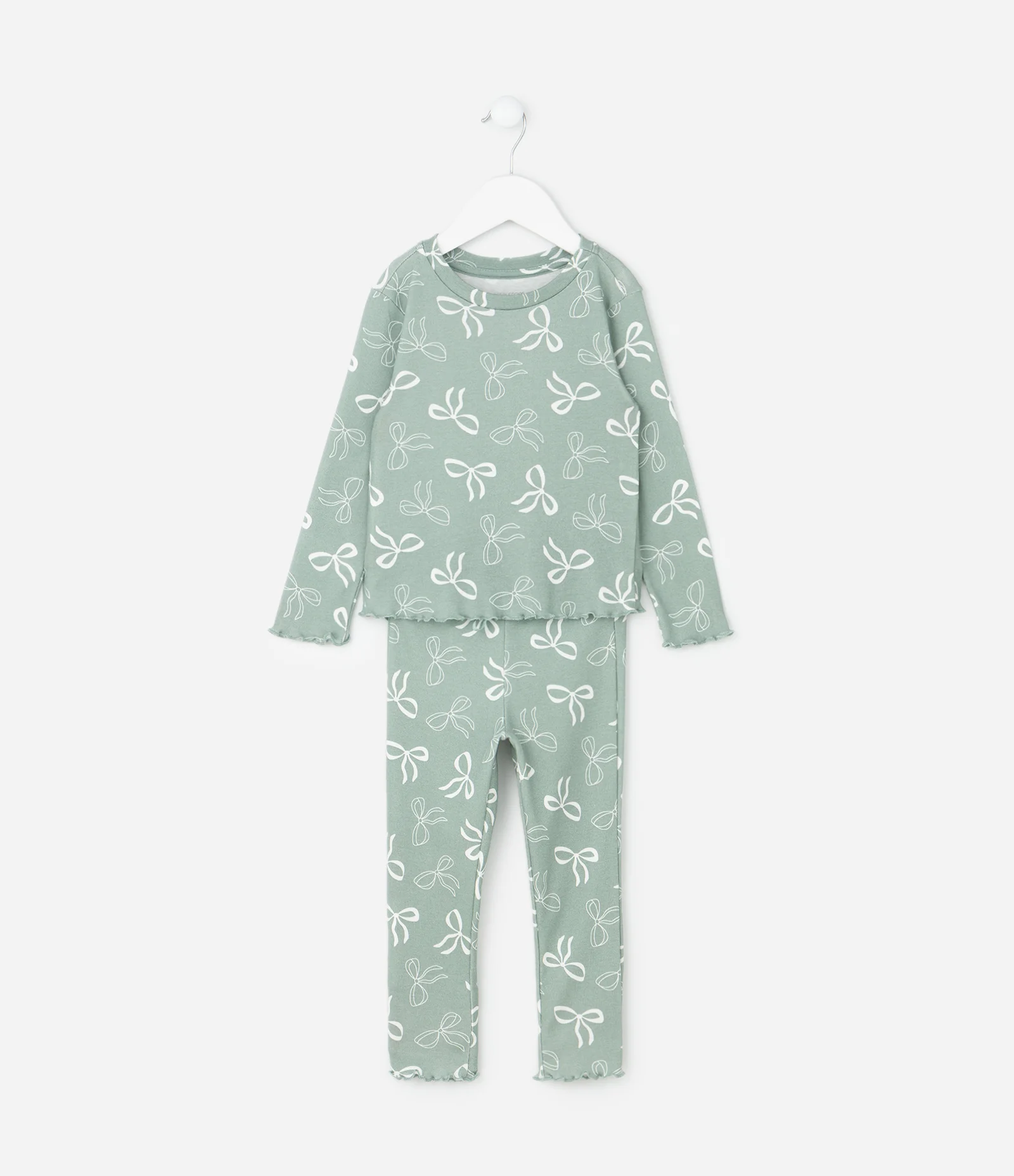 Pijama Infantil Blusa e Calça com Estampa de Laços – Tam 2 a 8 Anos Verde Claro 1