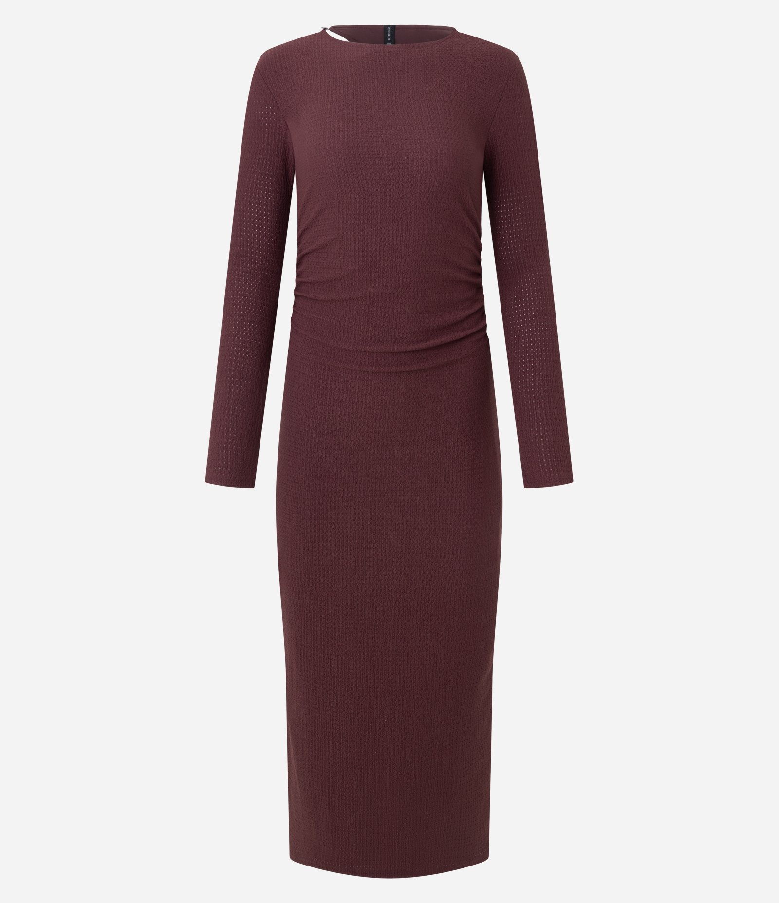 Vestido Midi Texturizado com Manga Longa Vinho 1