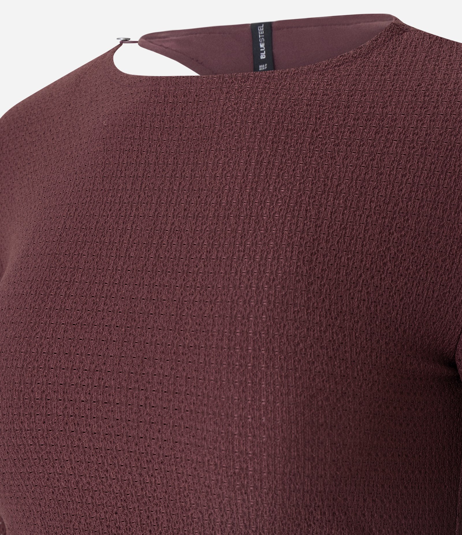 Vestido Midi Texturizado com Manga Longa Vinho 2