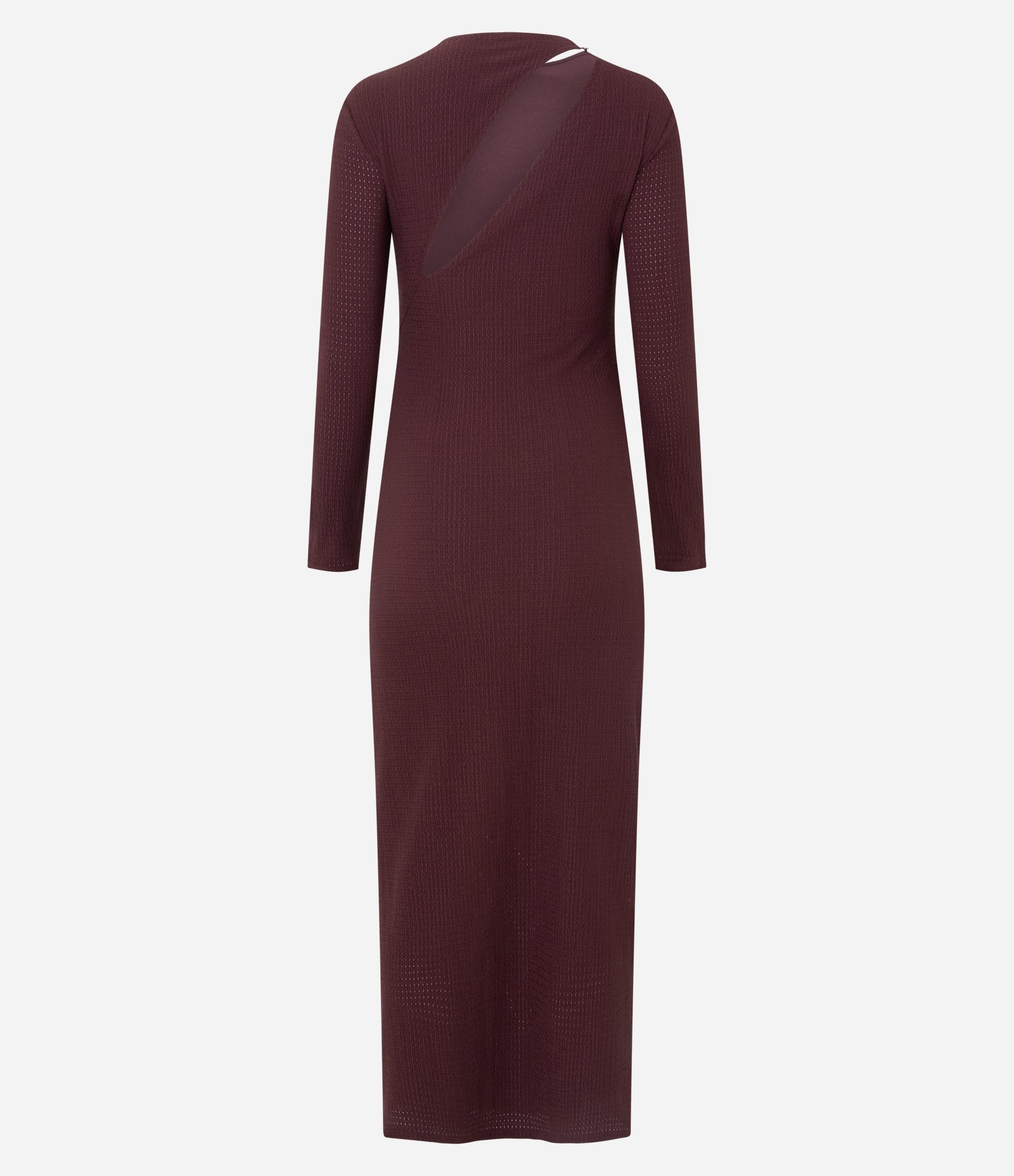 Vestido Midi Texturizado com Manga Longa Vinho 3