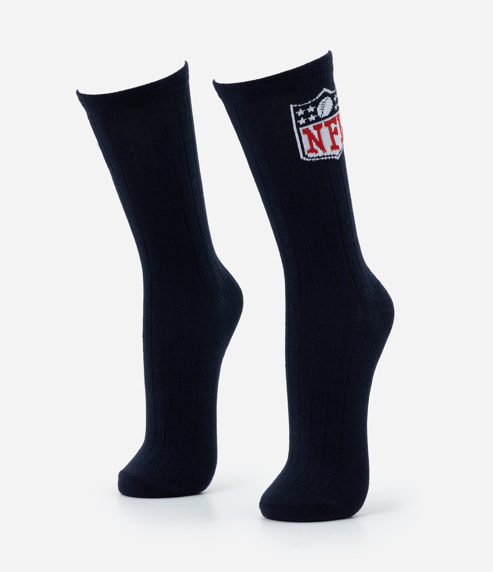 Meia Cano Longo Individual Algodao Personagem Licenciado NFL Escudo Listra Surton Preto 1