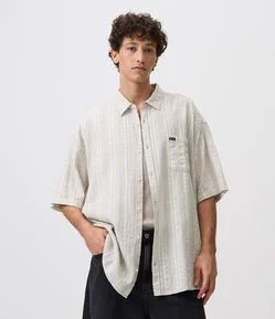 Camisa Boxy em Jacquard Listrada