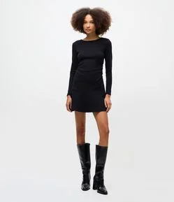 Vestido Curto em Algodão com Drapeado Lateral