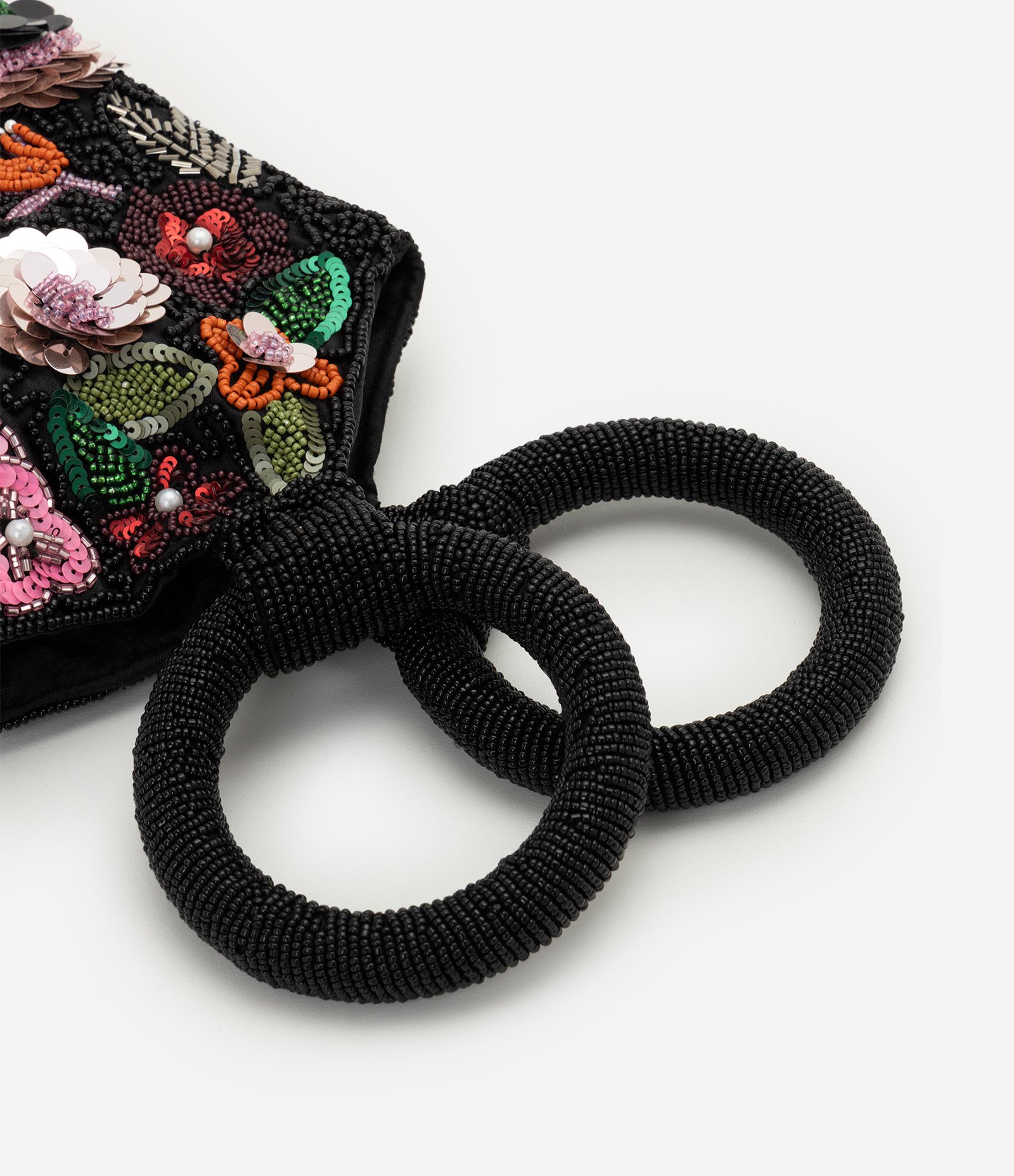 Bolsa Bordada Pequena com Franjas e Miçangas Preto 7