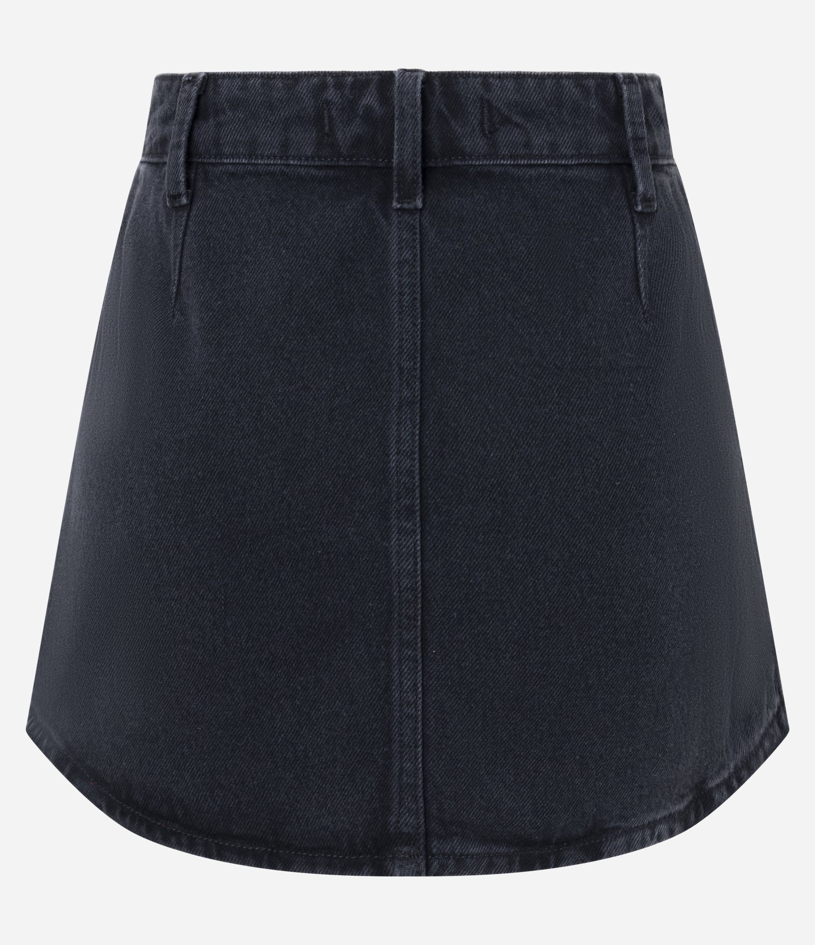 Minissaia em Jeans Cintura Média com Abotoamento Frontal Preto 6