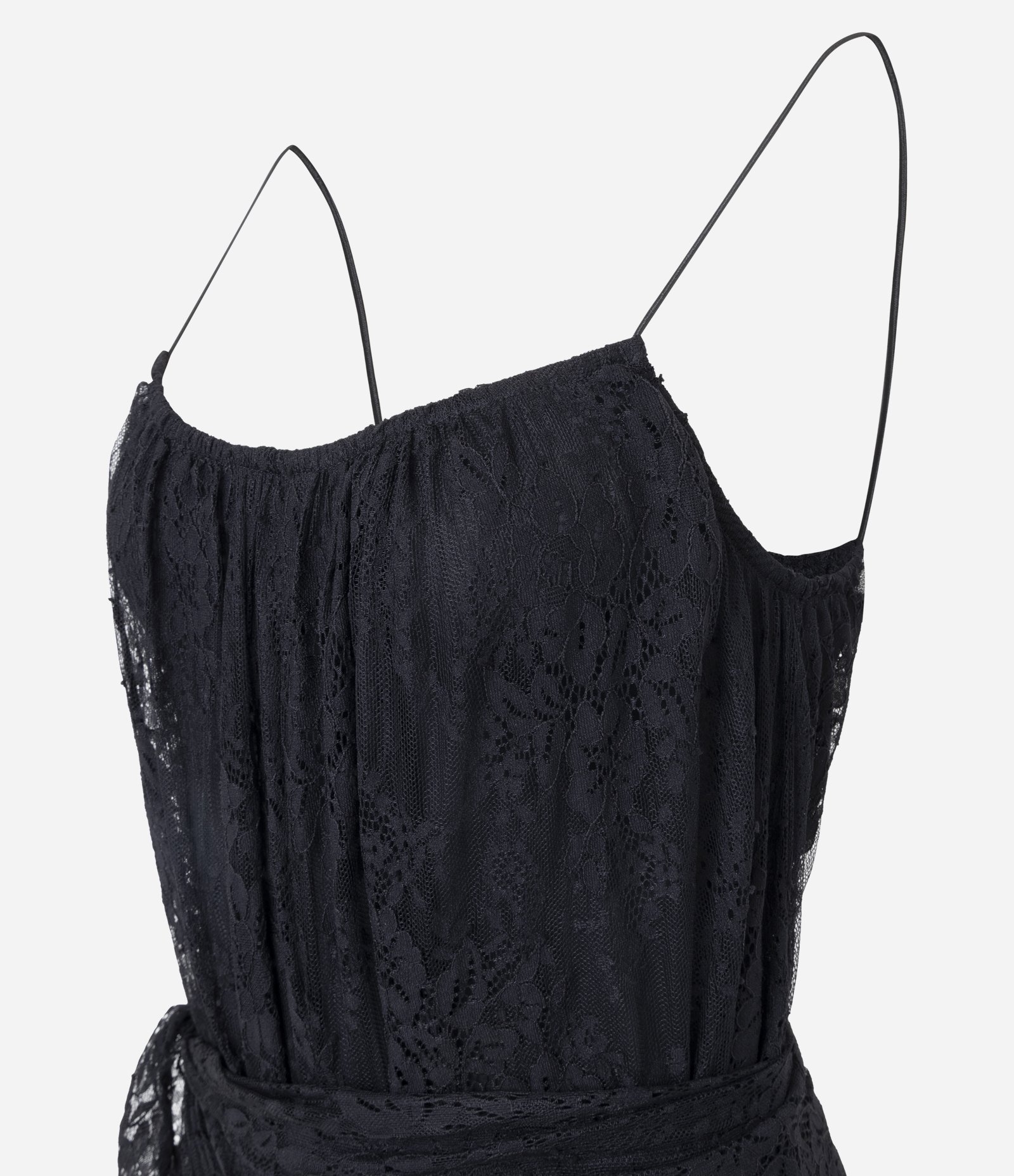 Macacão de Alcinha em Renda com Hot Pants e Lenço na Cintura Preto 2