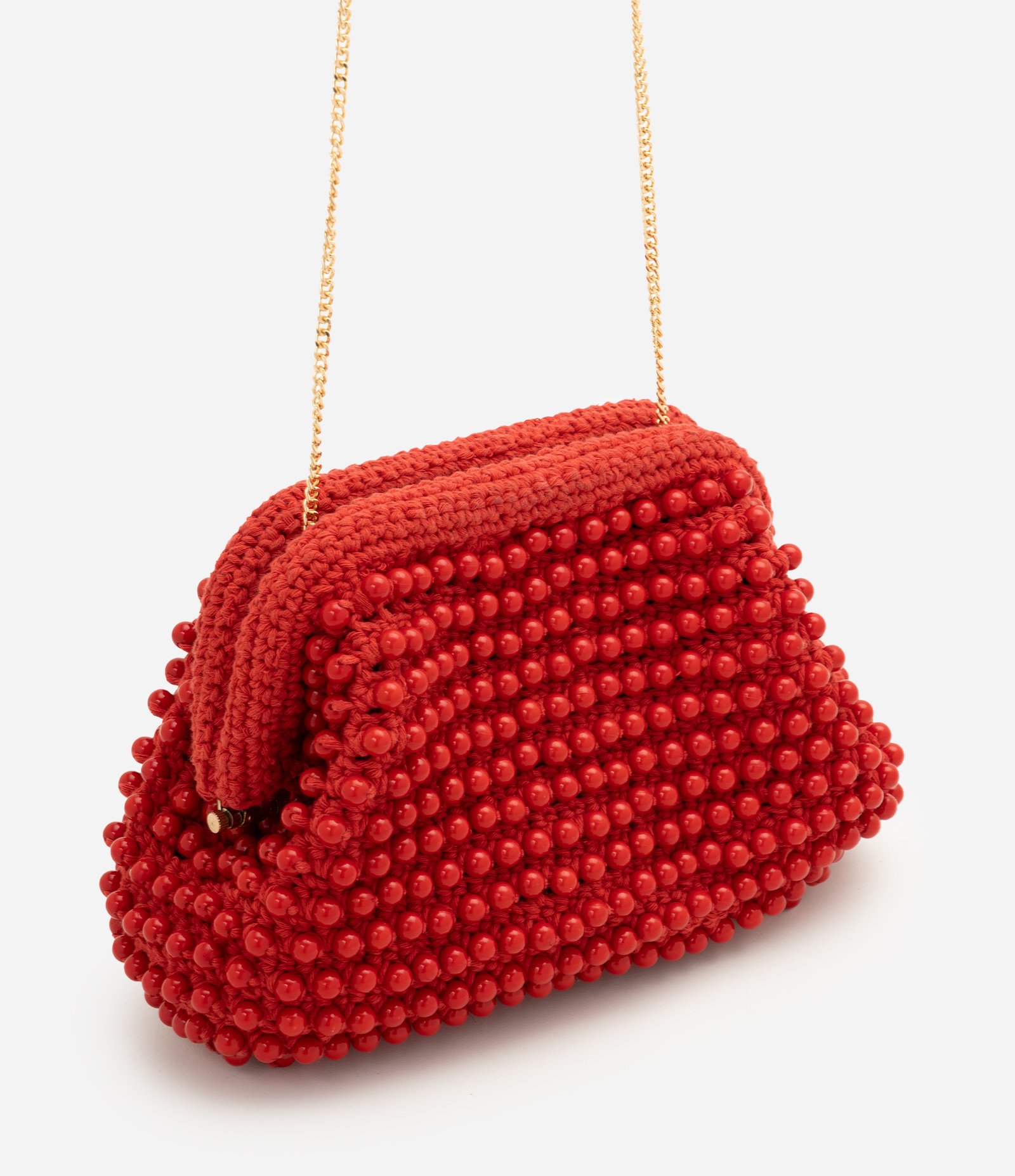 Bolsa Clutch Pequena com Aplicação de Esferas Vermelho 2