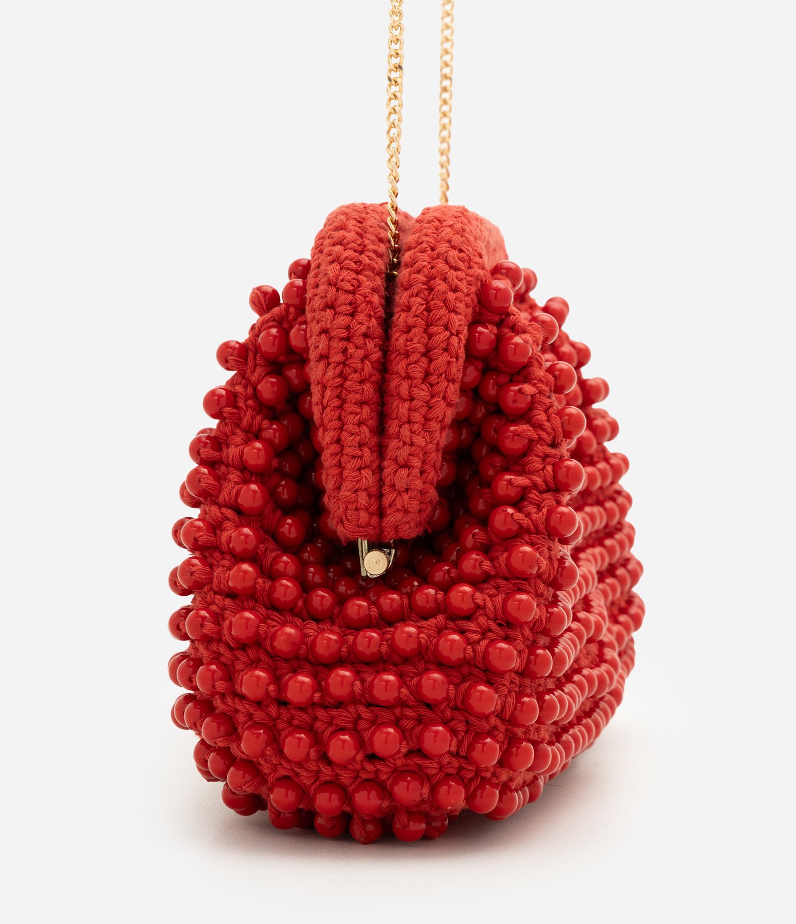 Bolsa Clutch Pequena com Aplicação de Esferas Vermelho 3