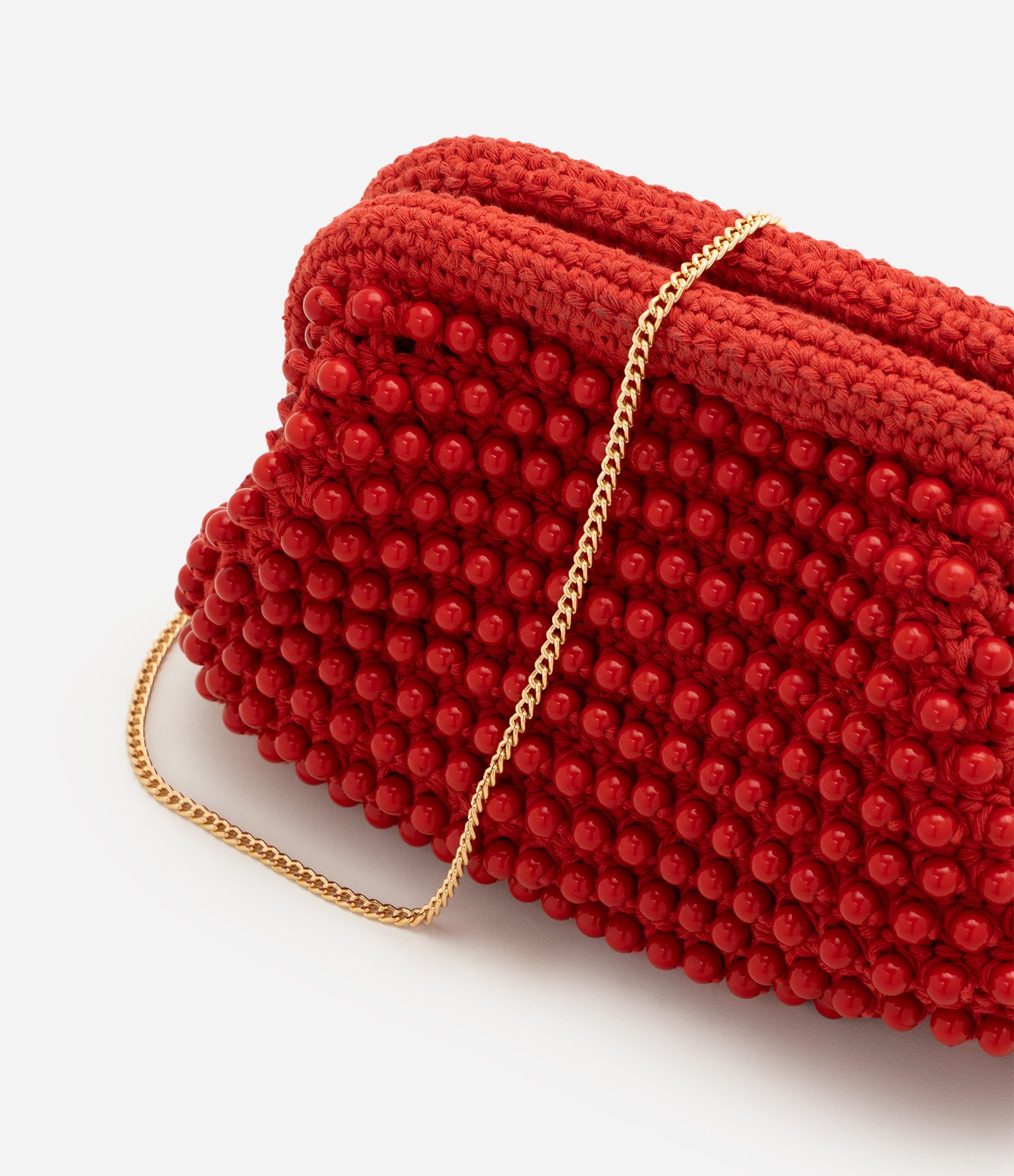 Bolsa Clutch Pequena com Aplicação de Esferas Vermelho 5