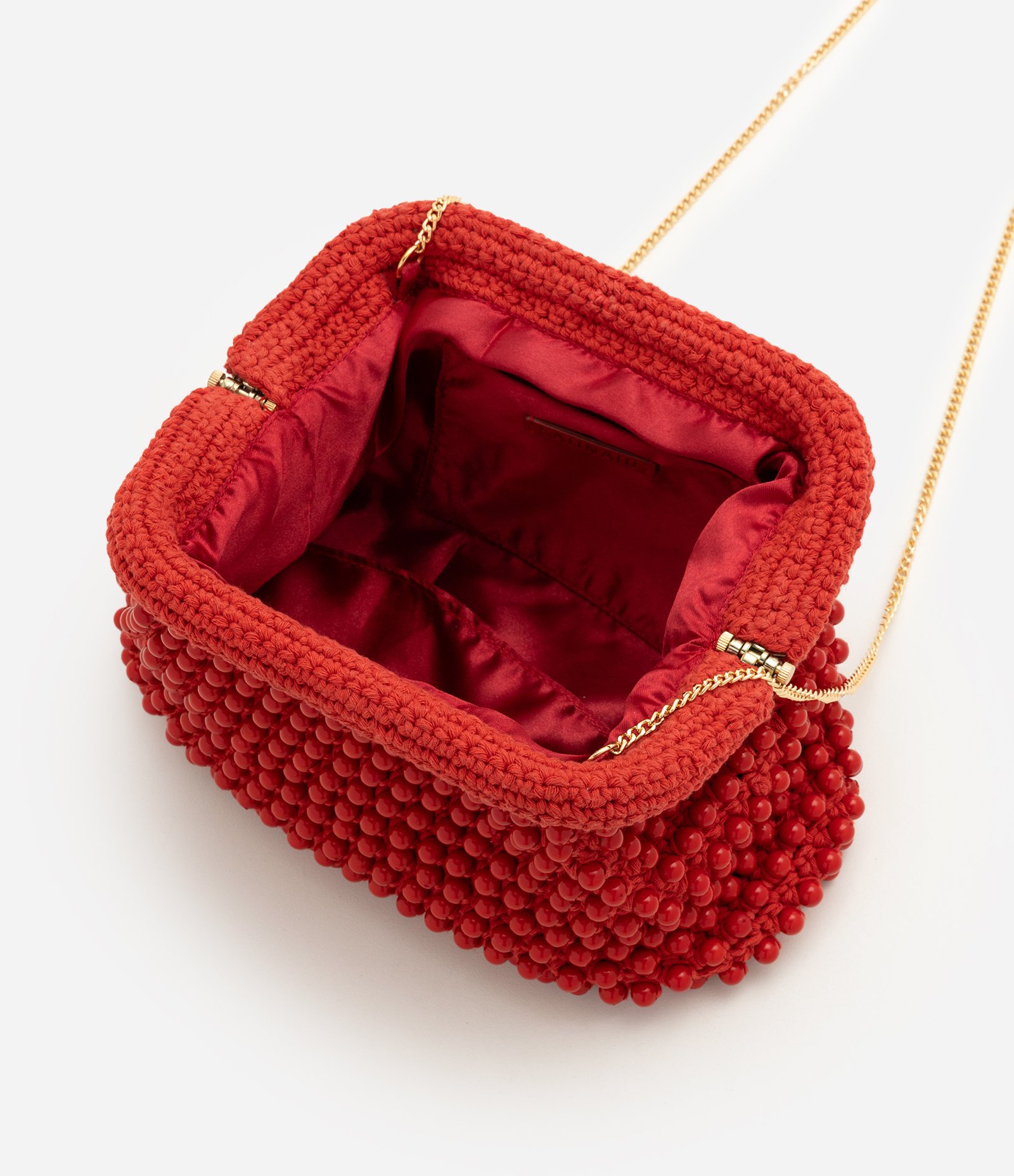 Bolsa Clutch Pequena com Aplicação de Esferas Vermelho 6