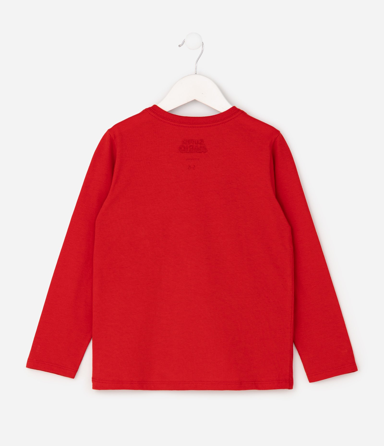 Camiseta Infantil Manga Longa com Estampa Mario – Tam 4 a 12 Anos Vermelho 2