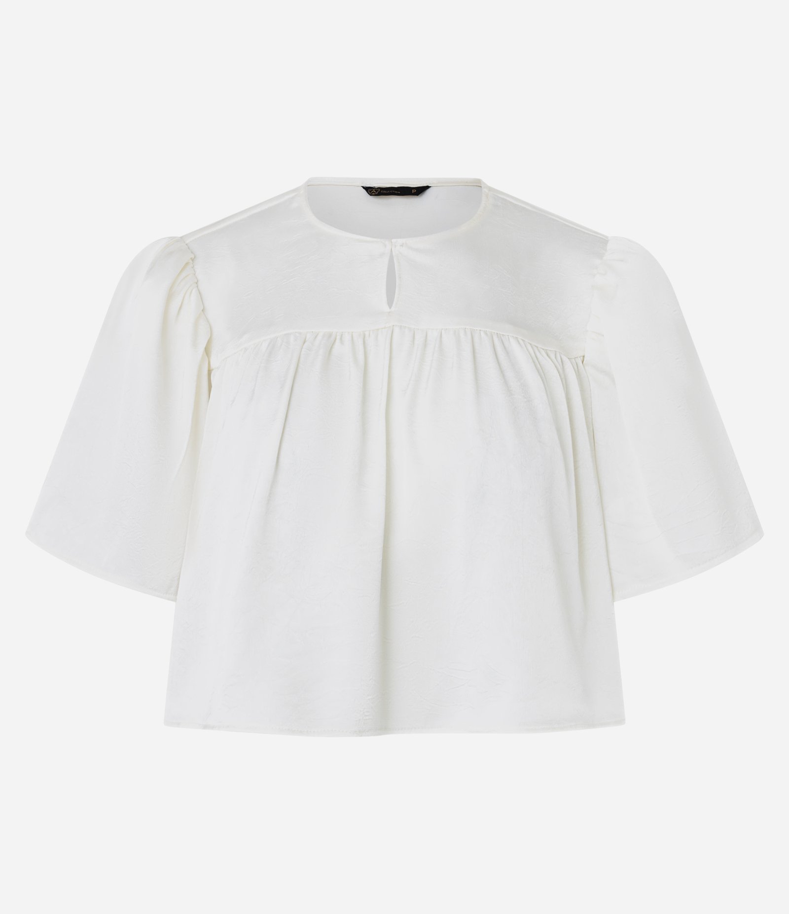 Bata Cropped Alfaiatada com Franzido Branco 5