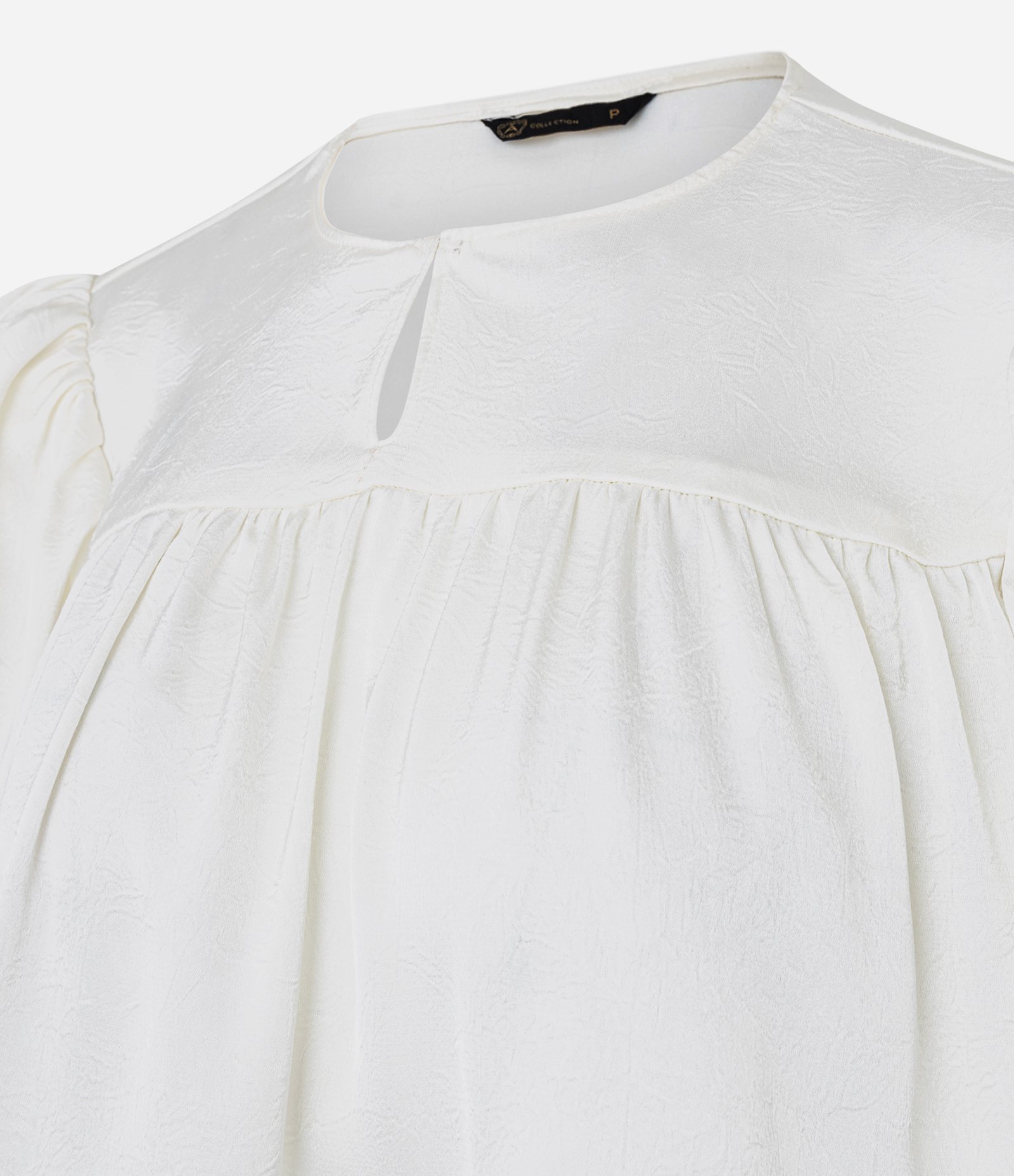 Bata Cropped Alfaiatada com Franzido Branco 6