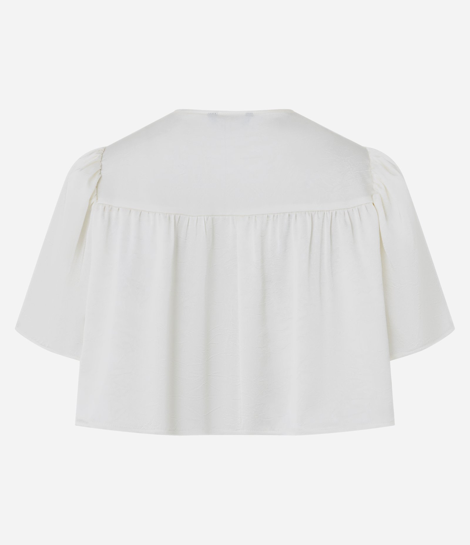 Bata Cropped Alfaiatada com Franzido Branco 7
