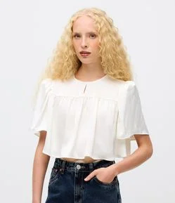 Bata Cropped Alfaiatada com Franzido