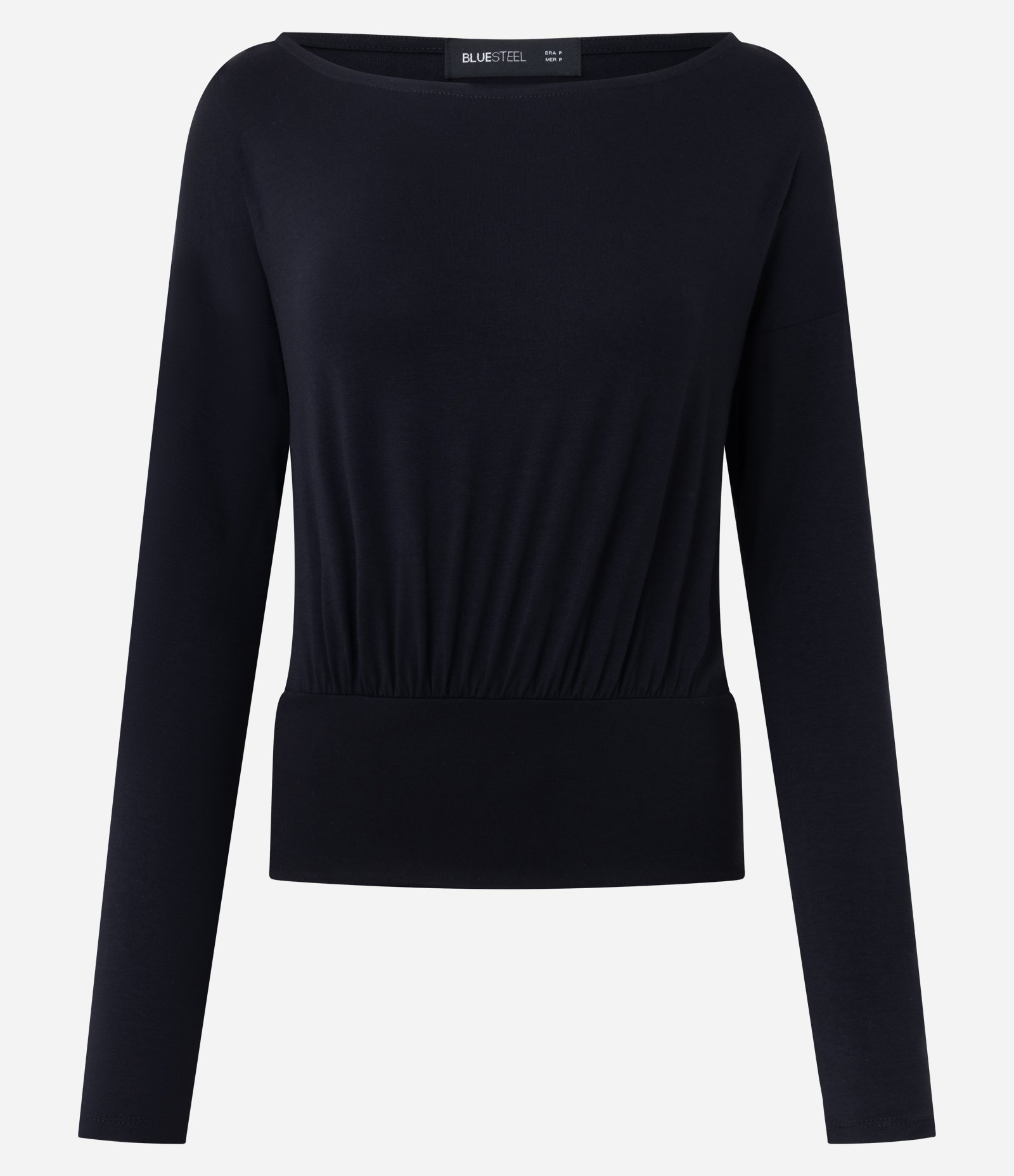 Blusa Regular em Viscose com Decote Canoa Preto 1